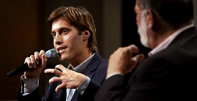 James Foley at Medill School of Journalism in June 2011, with Timothy McNulty